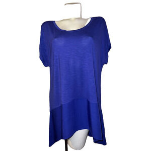 New CHICO'S Top Women's Size XL (3) Datura Purple Knit Woven Long Drama Tee